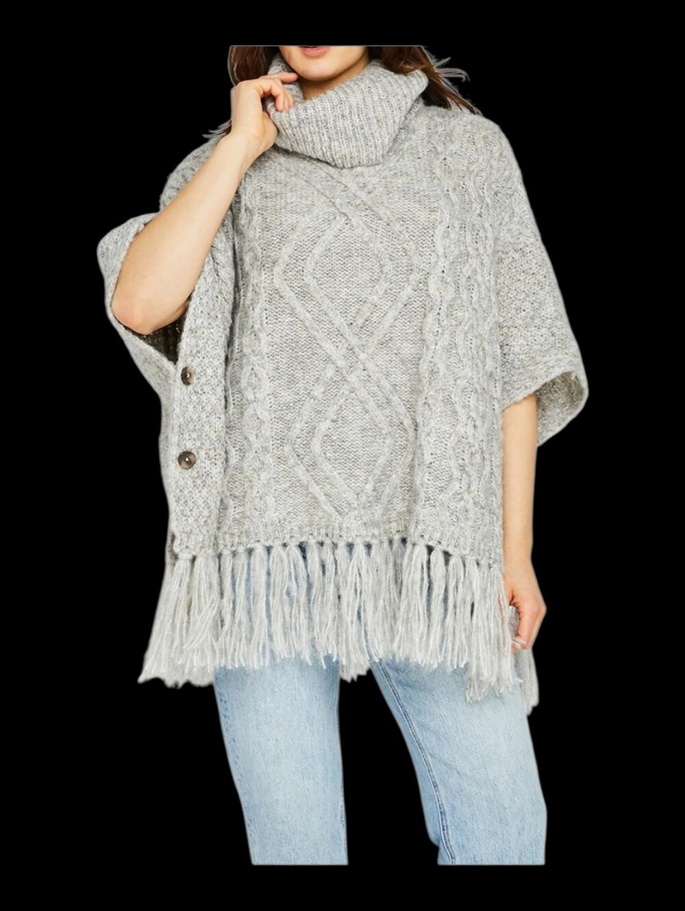 Gentle Fawn Kindred Sweater Poncho Cowl Neck M L